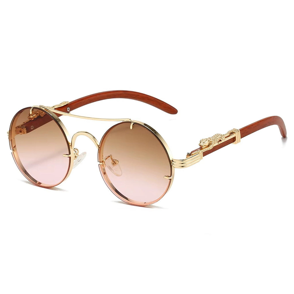 Goldene Vintage Designer-Sonnenbrille im Leoparden-Look