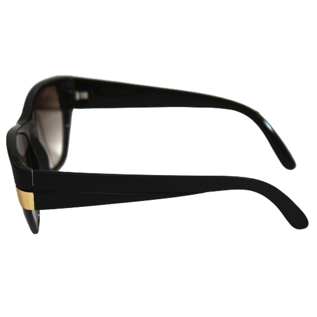 Mattschwarze Vintage Sonnenbrille mit goldenen Applikationen