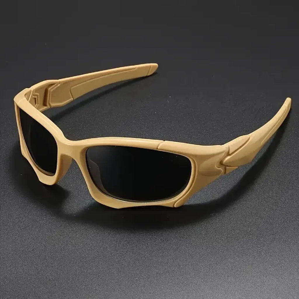 Schwarz-braune Sport-Sonnenbrille aus Polycarbonat