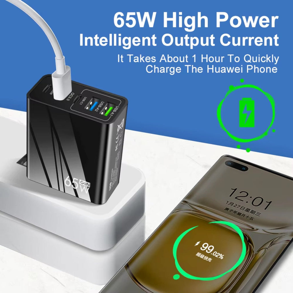 65-W-Schnellladegerät mit 5 USB-A- und USB-C-Ports