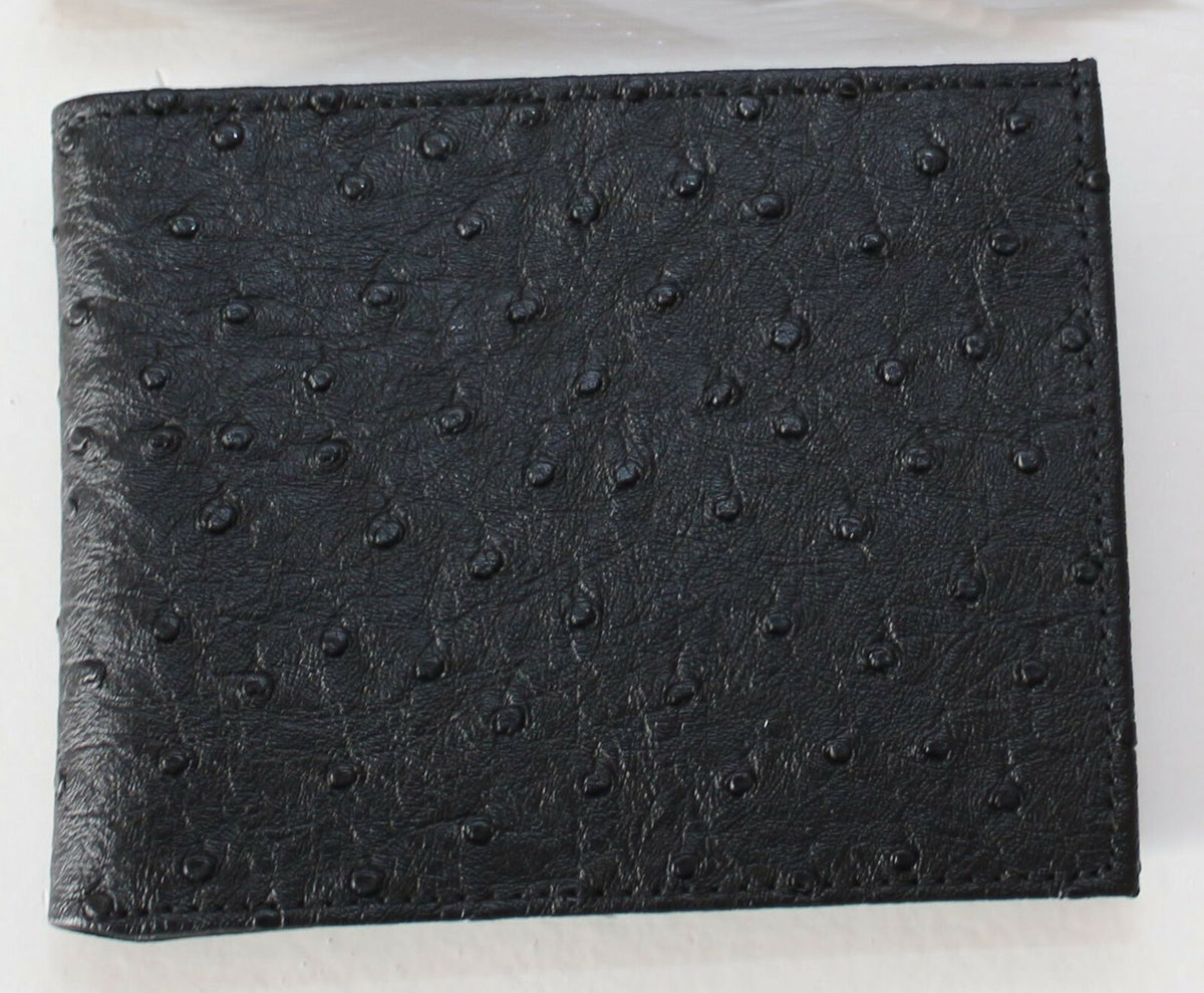 Herren Geldbeutel Portemonnaie Geldbörse Brieftasche Schwarz Straußenleder Optik - 3KShop.de