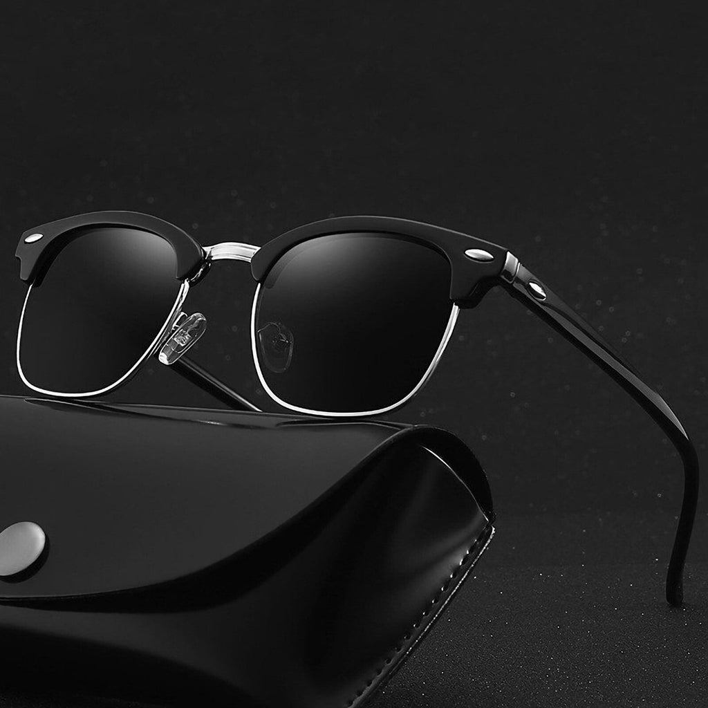 Schwarz-silberne Vintage-Retro-Sonnenbrille Unisex