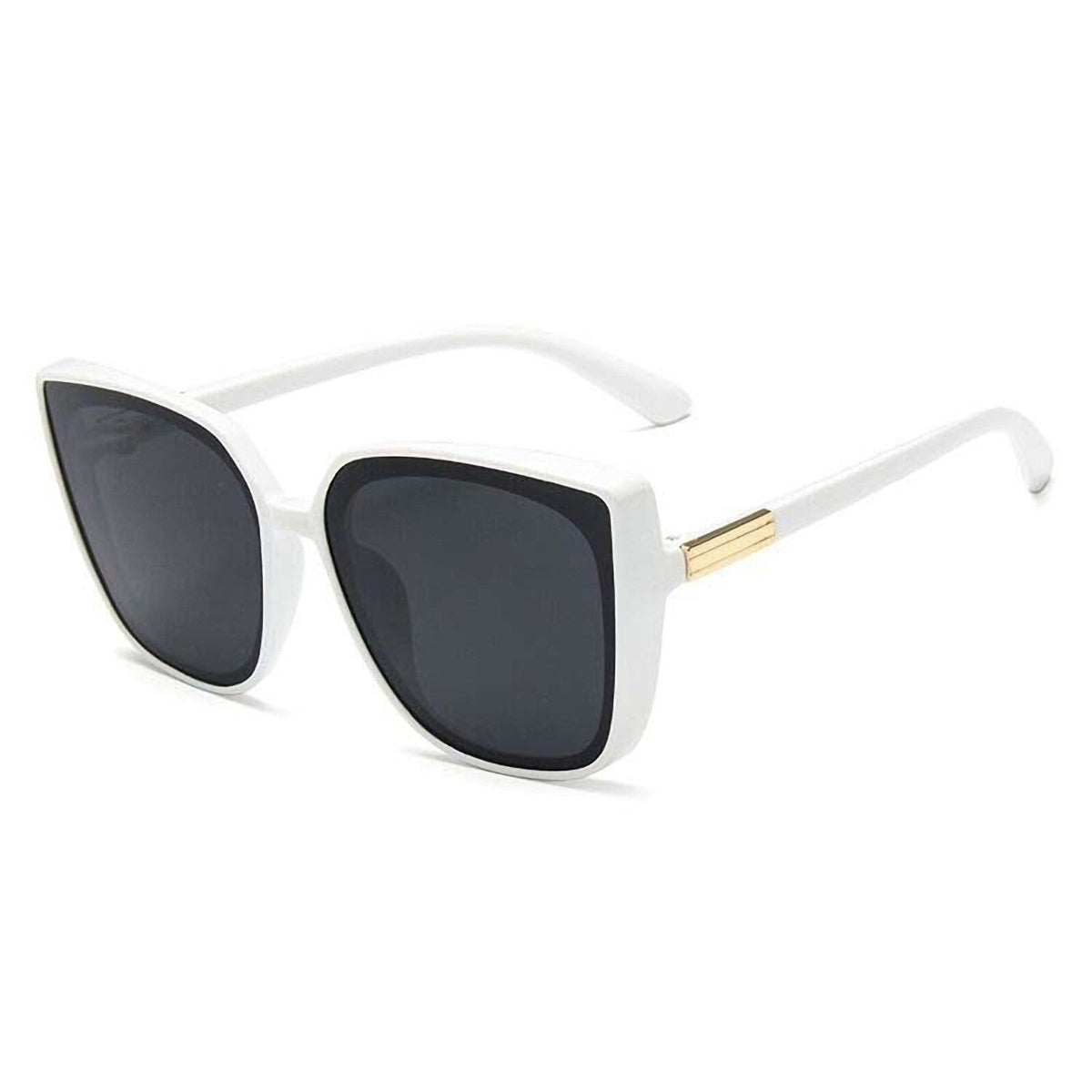 Oversized Cat-Eye-Sonnenbrille Weiß-Gold