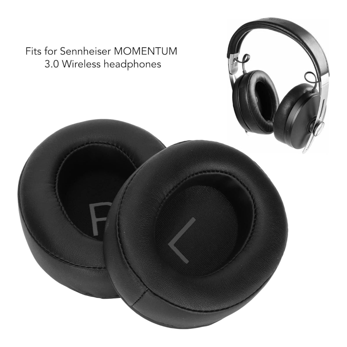 Ohrpolster für Sennheiser Momentum 3 Over Ear Kunstleder Schwarz mit Einrastring - 3KShop.de