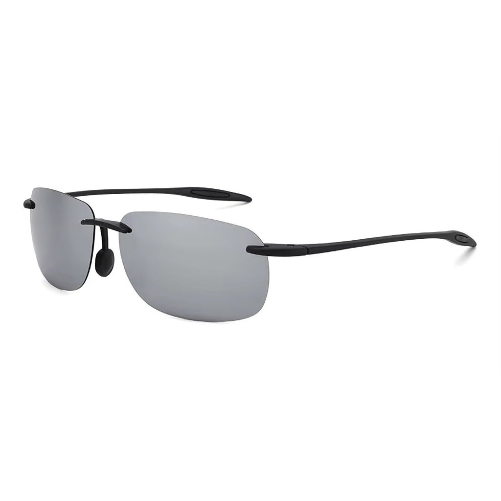 Rahmenlose Matrix-Sportbrille mit silber verspiegelten Gläsern