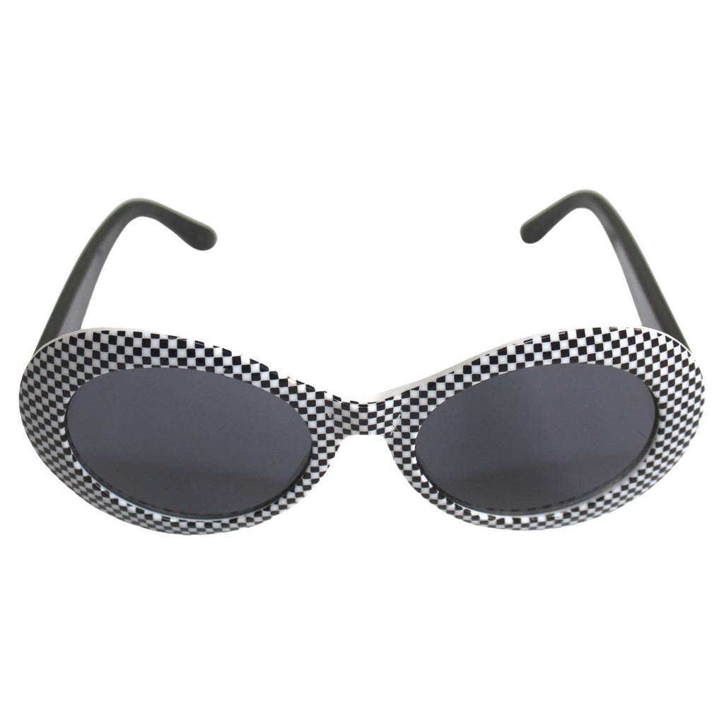 Schwarz-weiß karierte Cat-Eye-Partybrille
