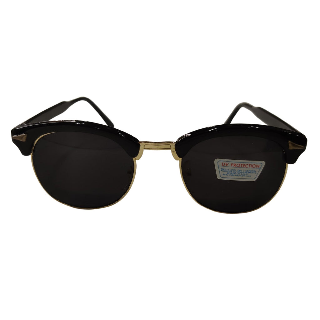 Schwarz-goldene Vintage Sonnenbrille mit Smoke-Gläsern