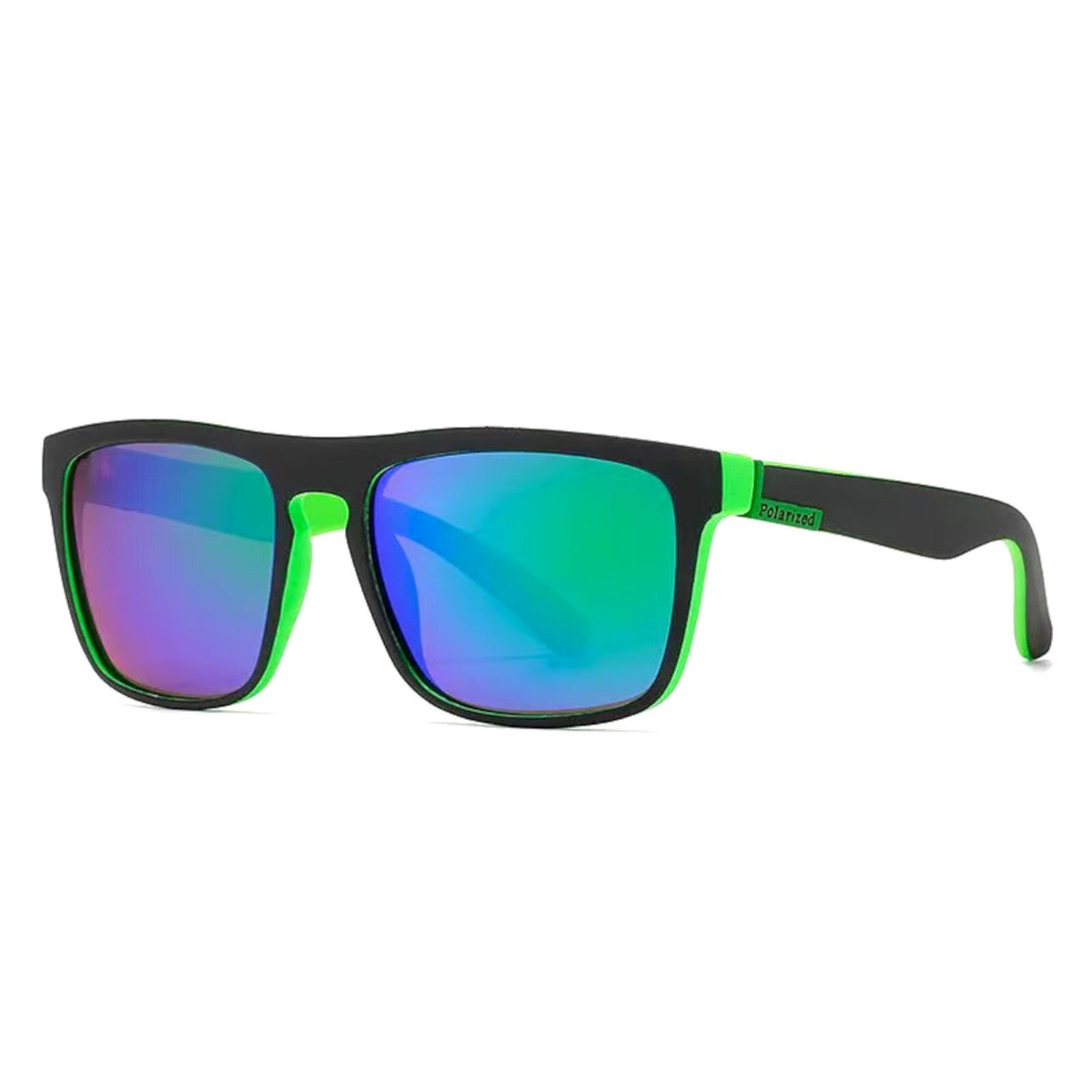 Schwarz-grüne polarisierte Sonnenbrille verspiegelt