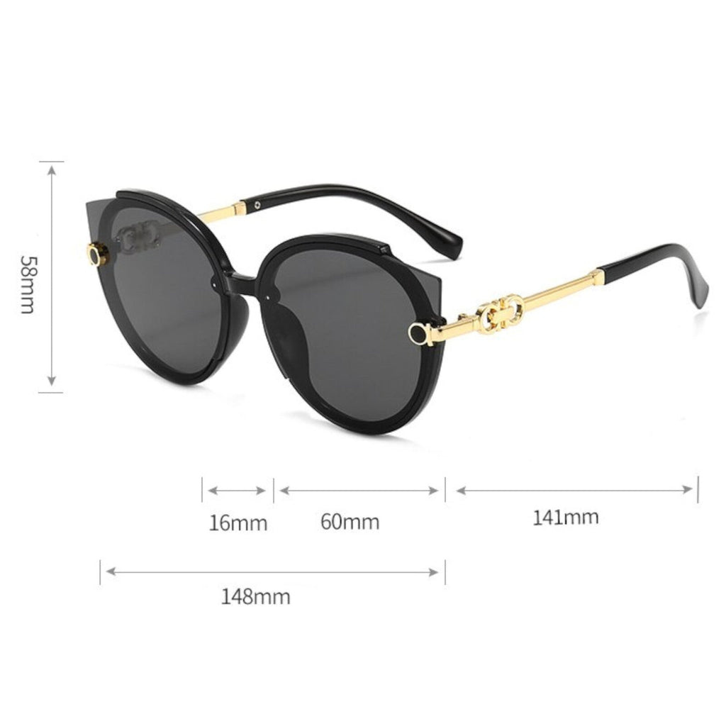 Oversized Cat-Eye-Sonnenbrille Schwarz-Gold