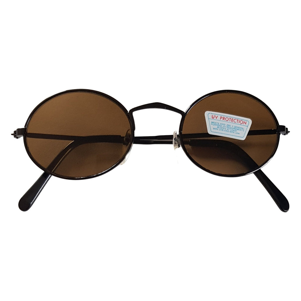 Runde schwarz-braune Steampunk-Sonnenbrille verspiegelt
