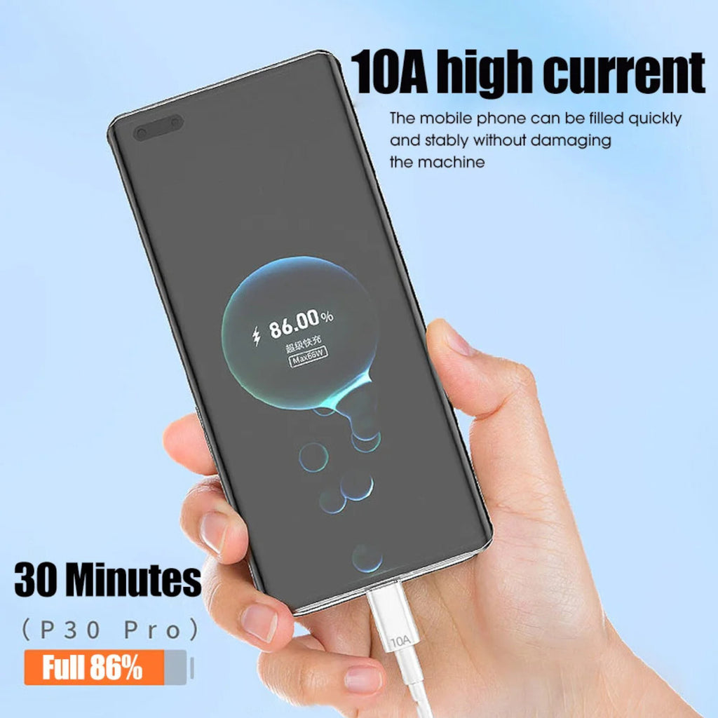 2m USB-C Schnell Ladekabel USB Typ C Daten Handy für Huawei Xiaomi ... weiss - 3KShop.de
