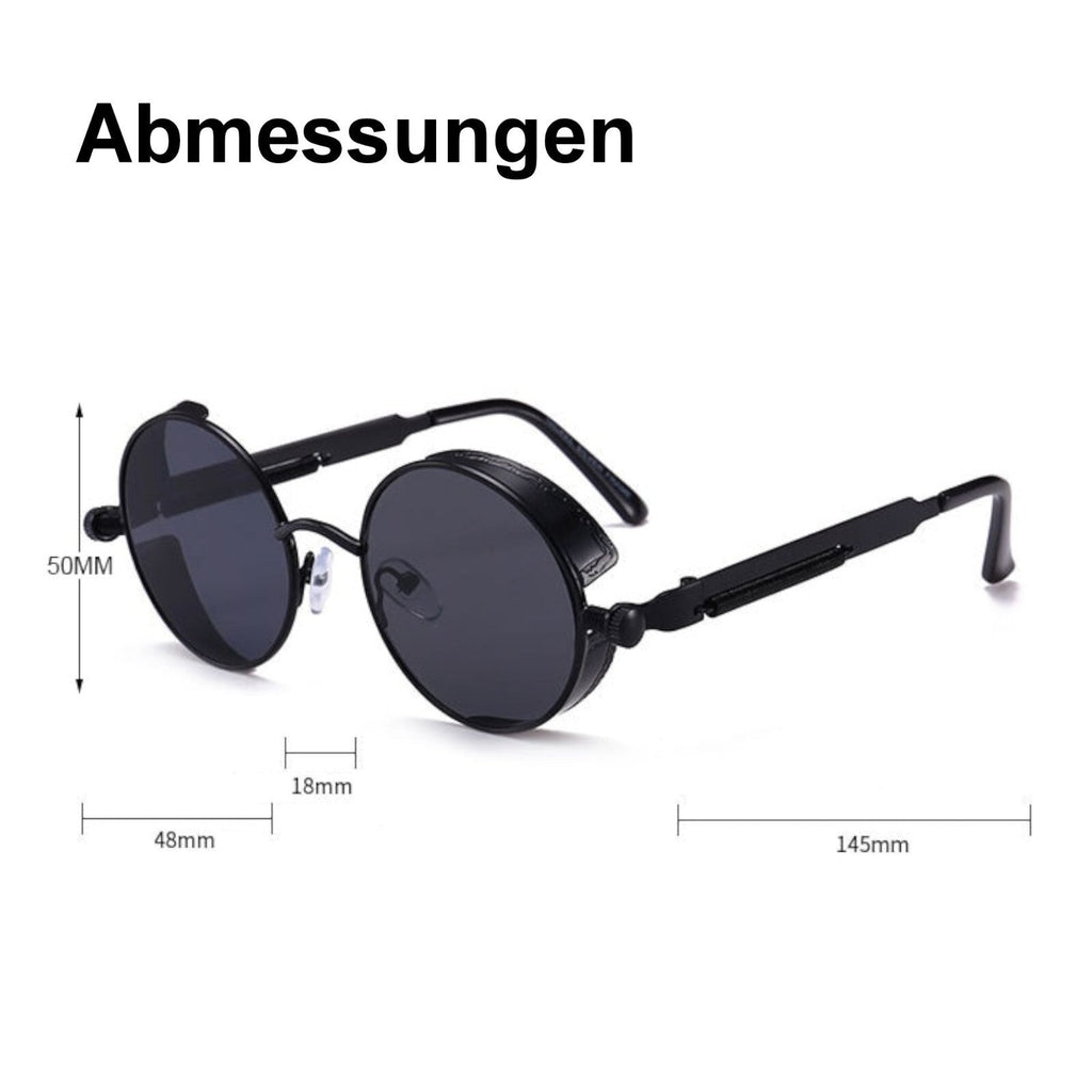 Runde schwarze Steampunk-Sonnenbrille