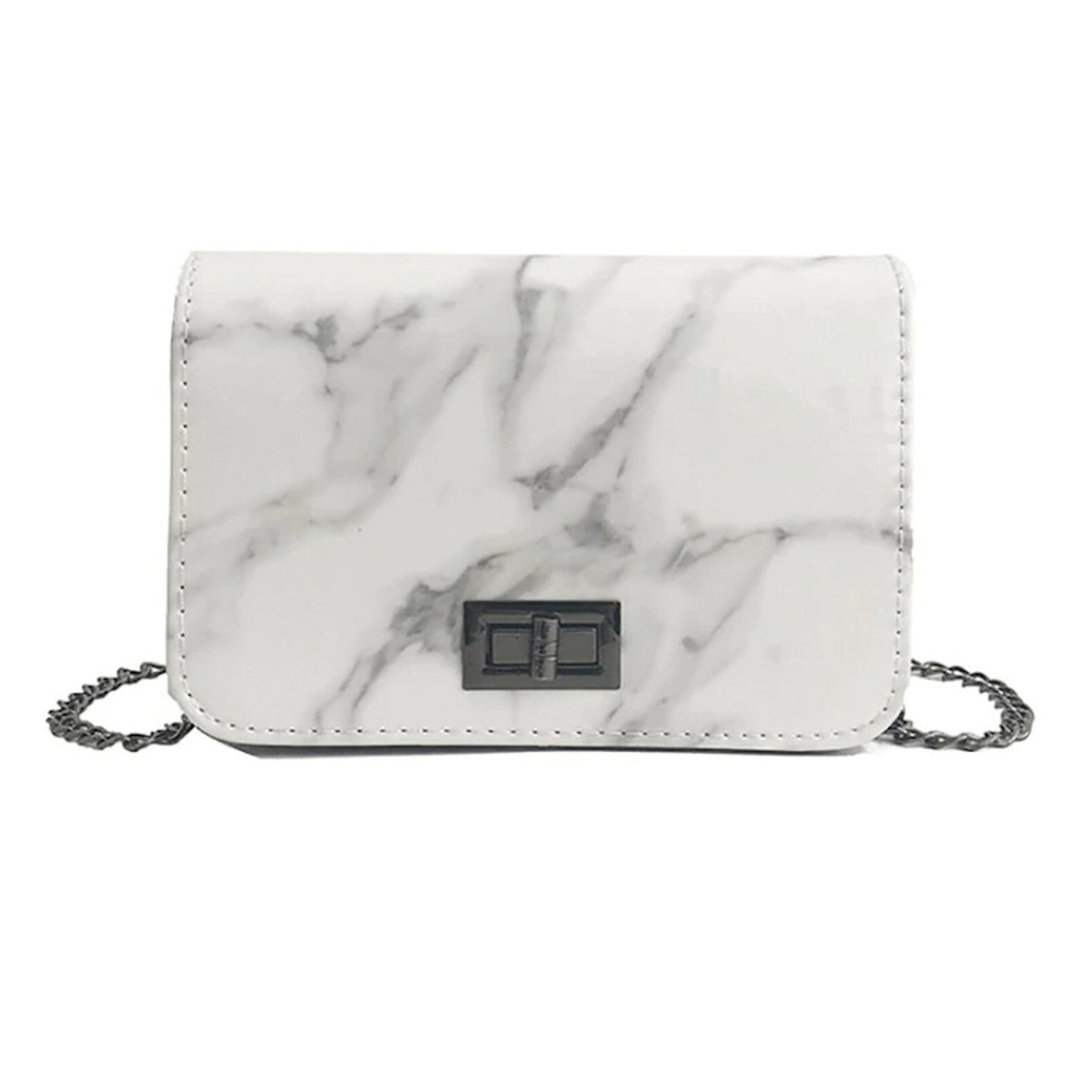Damen Handtasche Umhängetasche Tasche Kunstleder Marmoriert Drehverschluss Kette - 3KShop.de