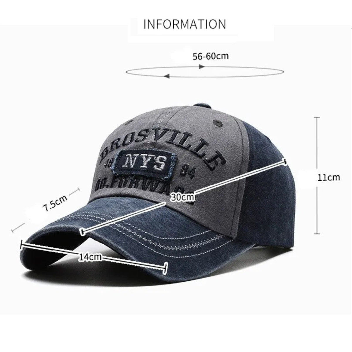 Brosville Vintage-Basecap aus Baumwolle mit Retro-Stickerei