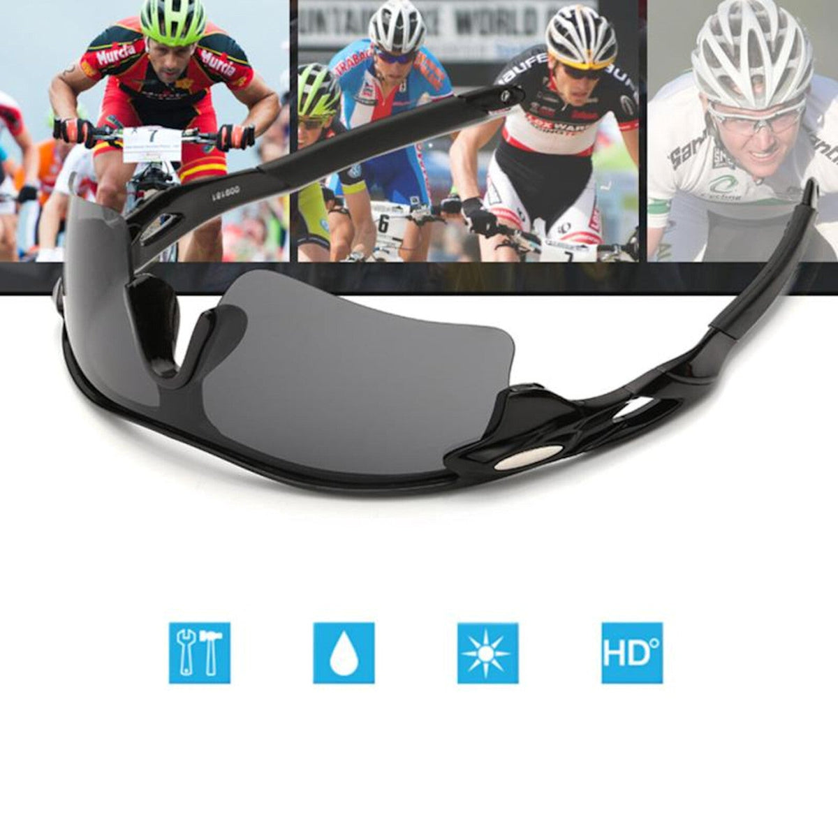 Schwarze polarisierte Sportbrille X1 für Rennrad und Triathlon