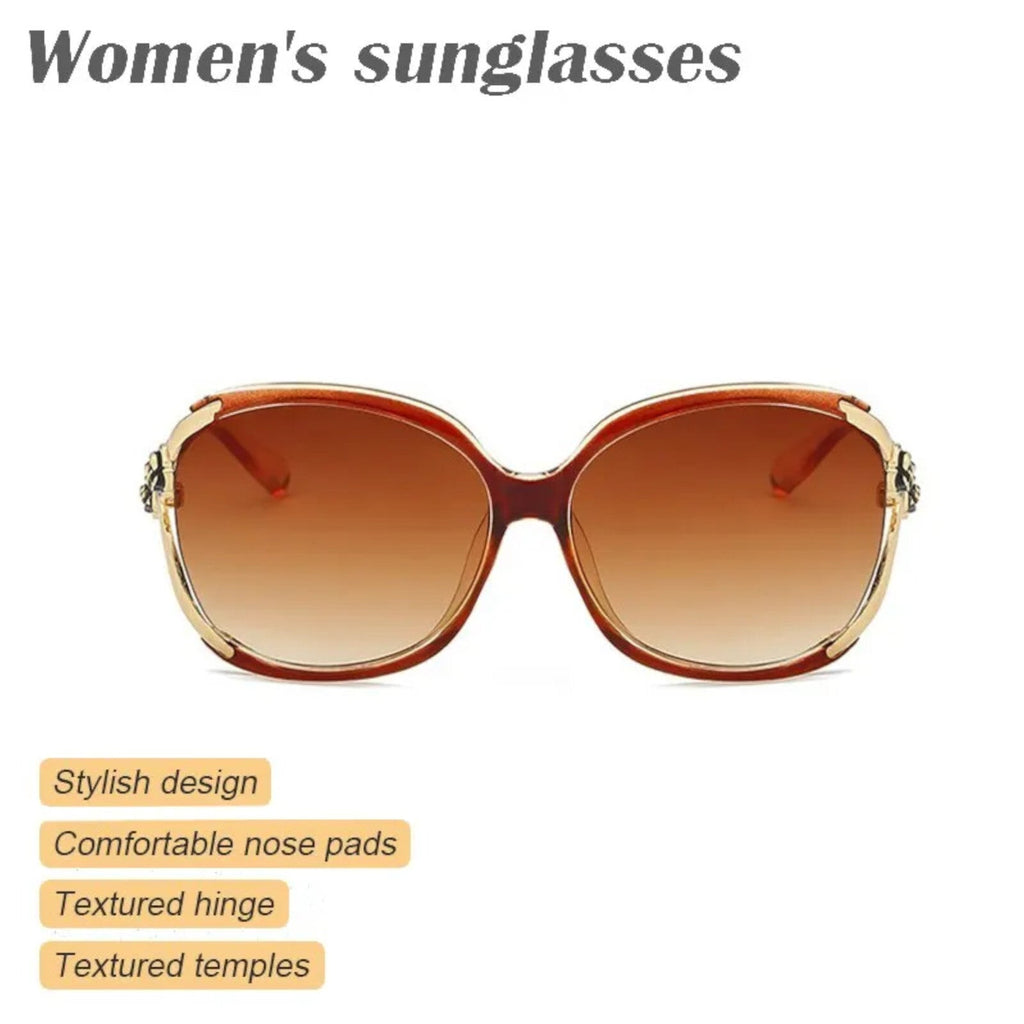 Braun-goldene Designer-Sonnenbrille mit Blumen