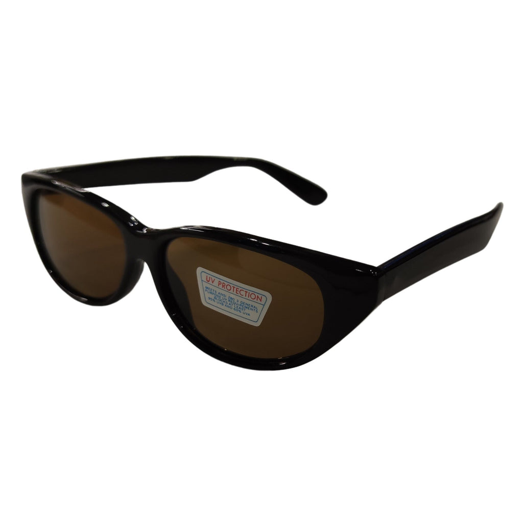 Schwarze Cat-Eye-Sonnenbrille mit braunen Gläsern
