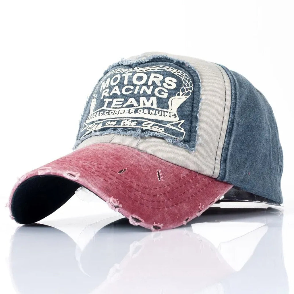 Motor Racing Vintage-Basecap aus Baumwolle mit Retro-Stickerei