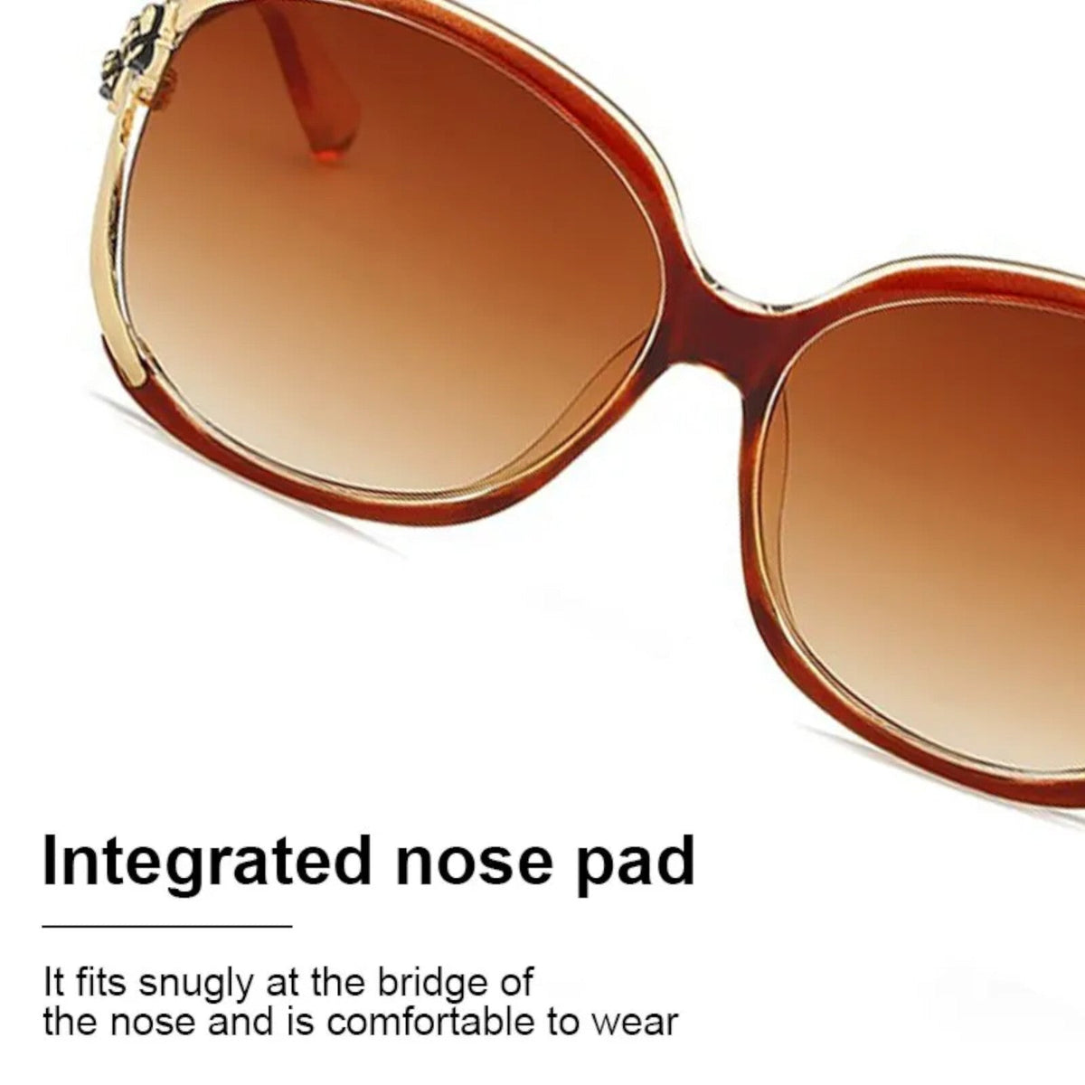 Braun-goldene Designer-Sonnenbrille mit Blumen