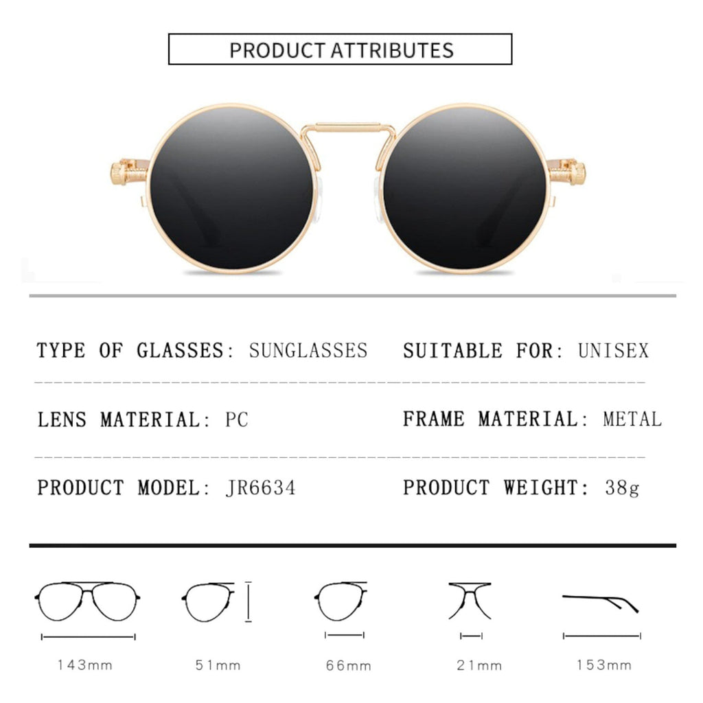 Runde goldene Steampunk-Sonnenbrille im Lennon-Stil
