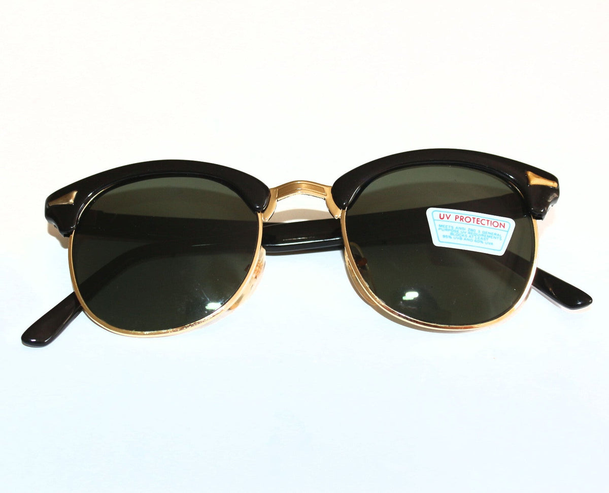 Schwarz-goldene Vintage Sonnenbrille