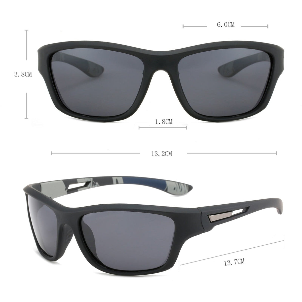 Matt-schwarze polarisierte Sport-Sonnenbrille X15