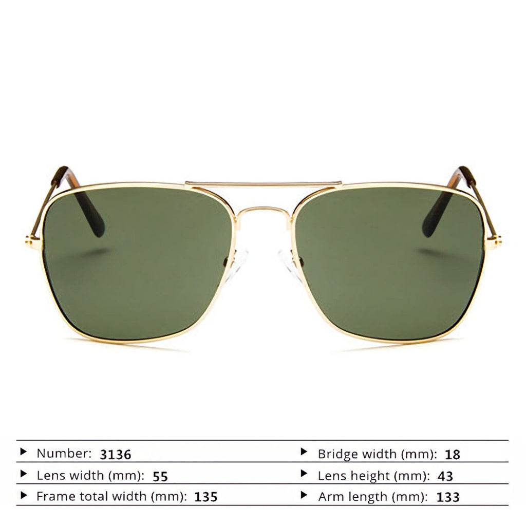 Gold-grüne Piloten-Sonnenbrille