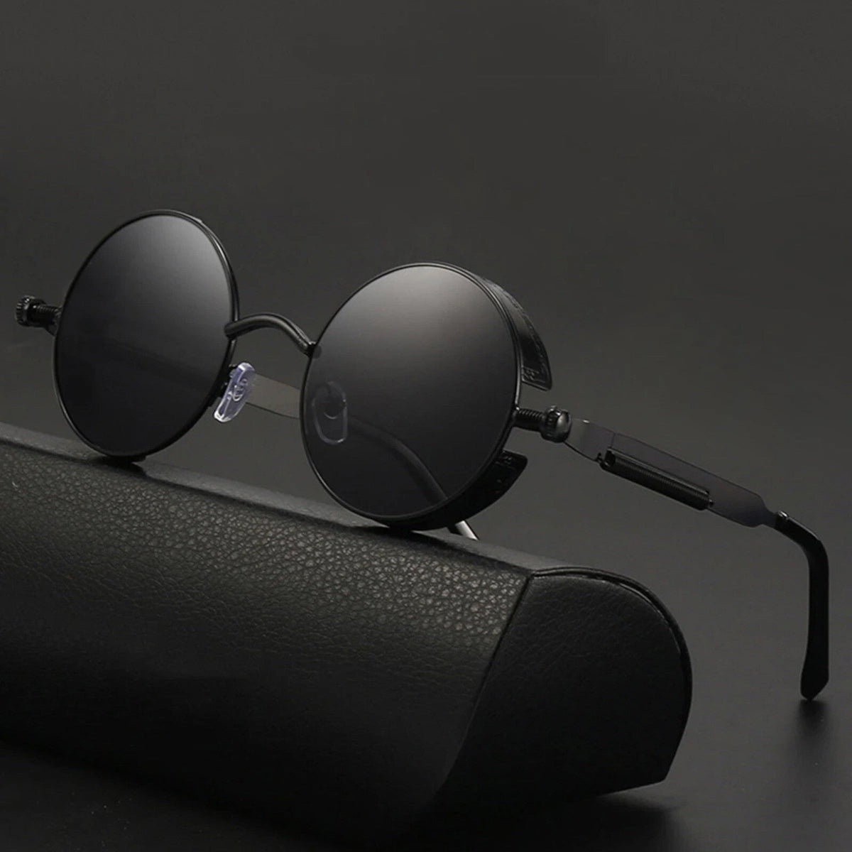 Runde schwarze Steampunk-Sonnenbrille