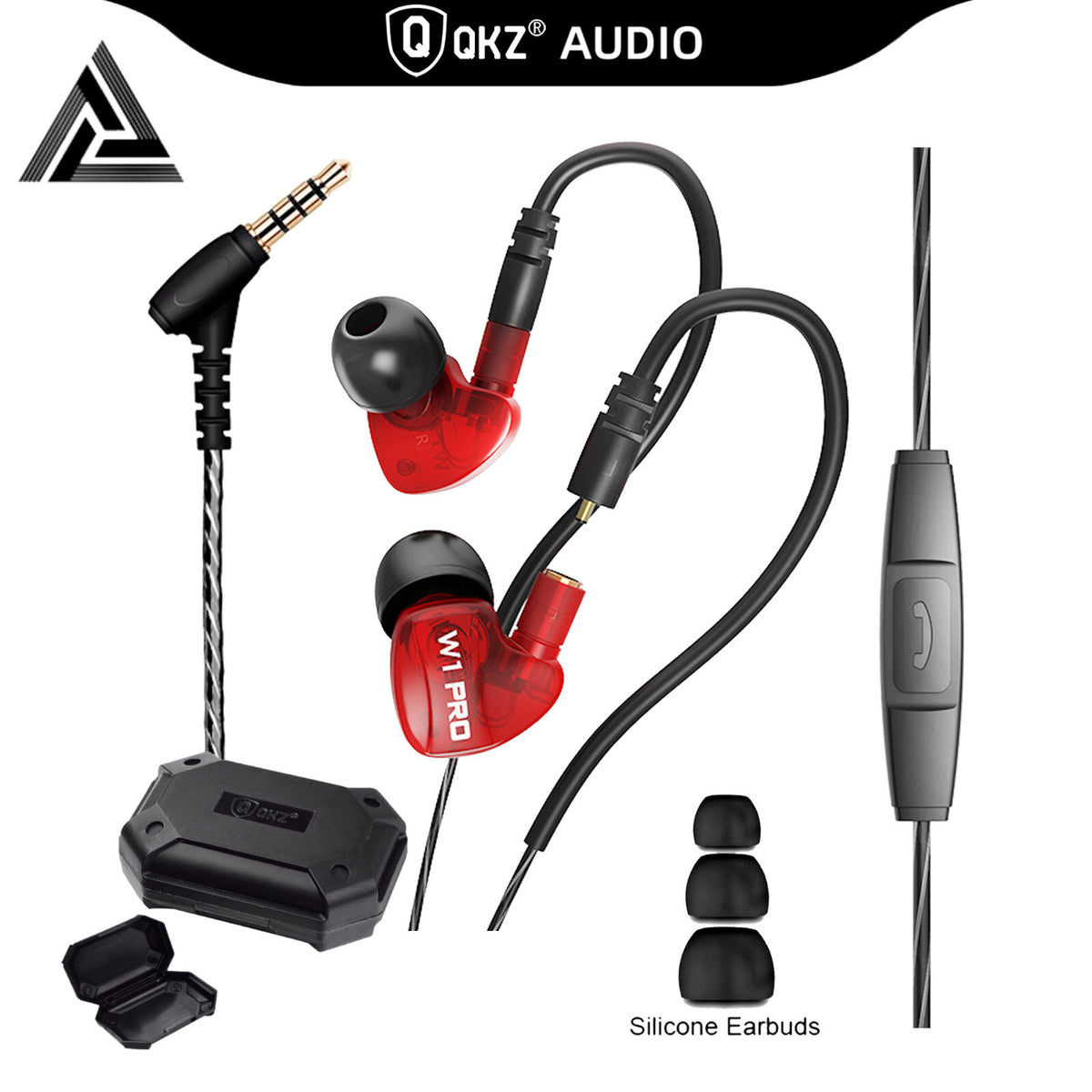 Super Bass High-End In Ear Kopfhörer QKZ W1 Rot Ohrhörer austauschbare Kabel - 3KShop.de