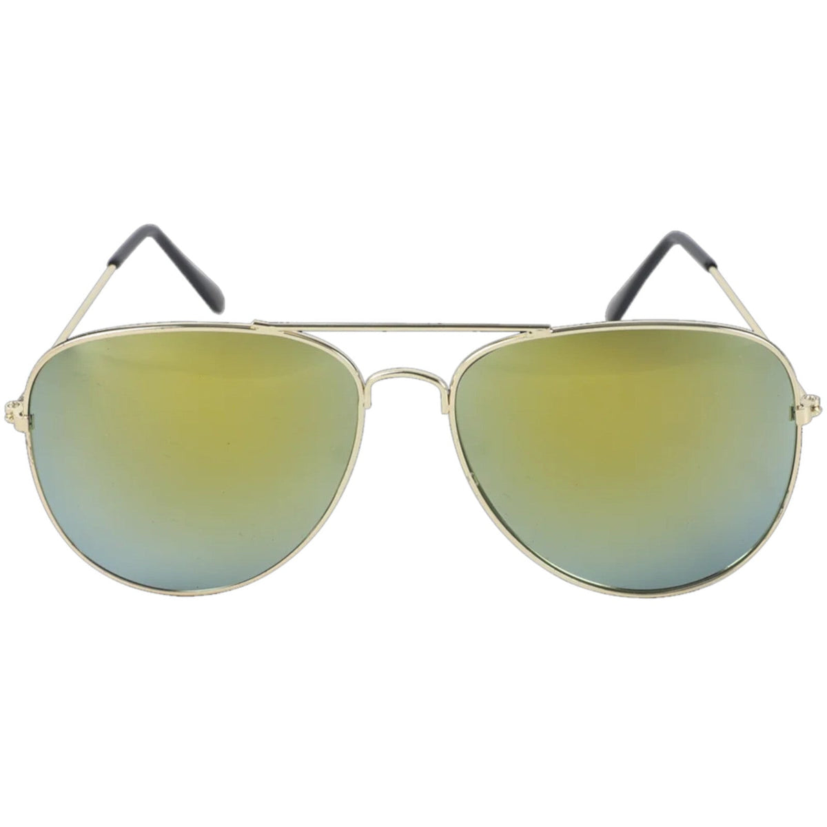Goldene Piloten-Sonnenbrille mit gelben Spiegelgläsern