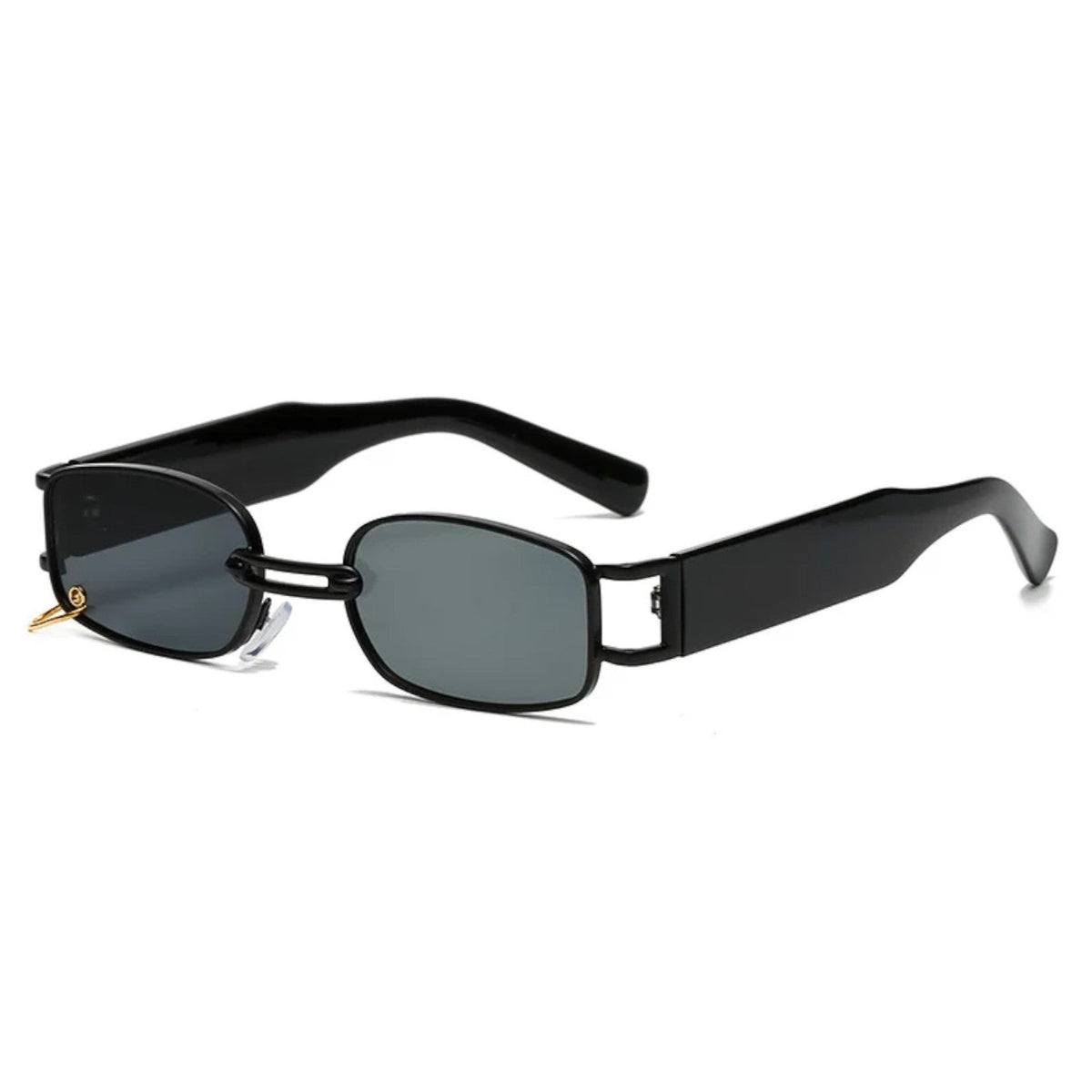 Schwarz-goldene Designer-Sonnenbrille mit Ring im Glas
