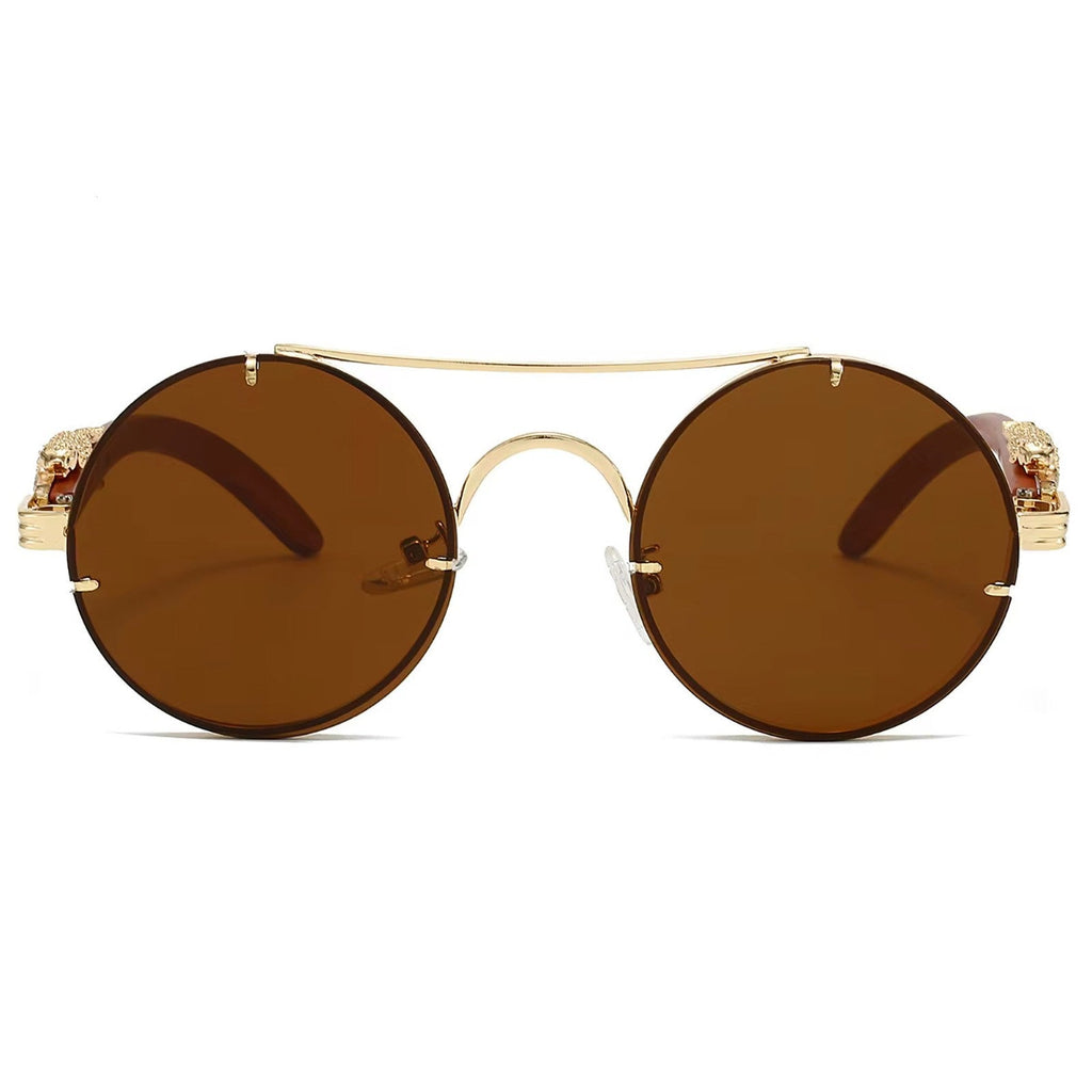 Goldene Vintage Designer-Sonnenbrille im Leoparden-Look