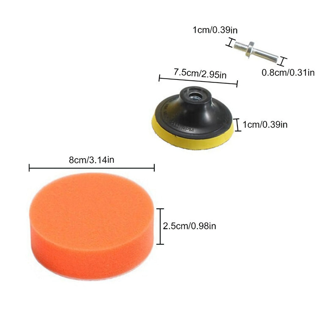 Polierteller Polier Set Polierpads Klett Schwamm Polierscheibe 11 teilig 80mm - 3KShop.de
