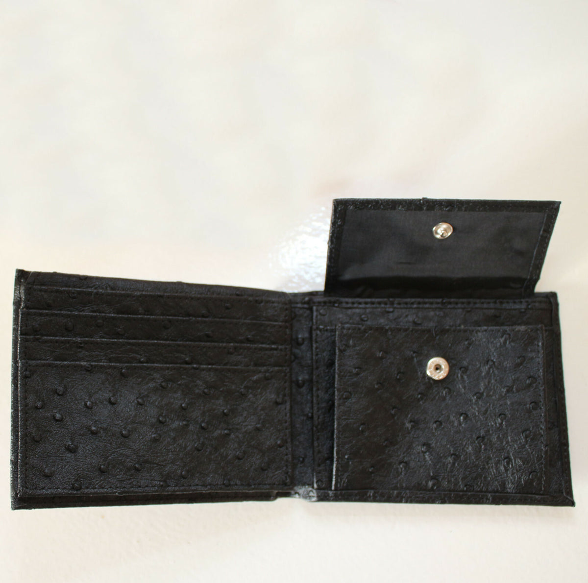 Herren Geldbeutel Portemonnaie Geldbörse Brieftasche Schwarz Straußenleder Optik - 3KShop.de