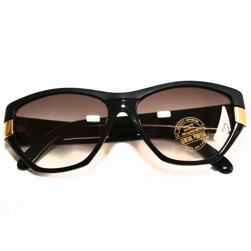 Mattschwarze Vintage Sonnenbrille mit goldenen Applikationen