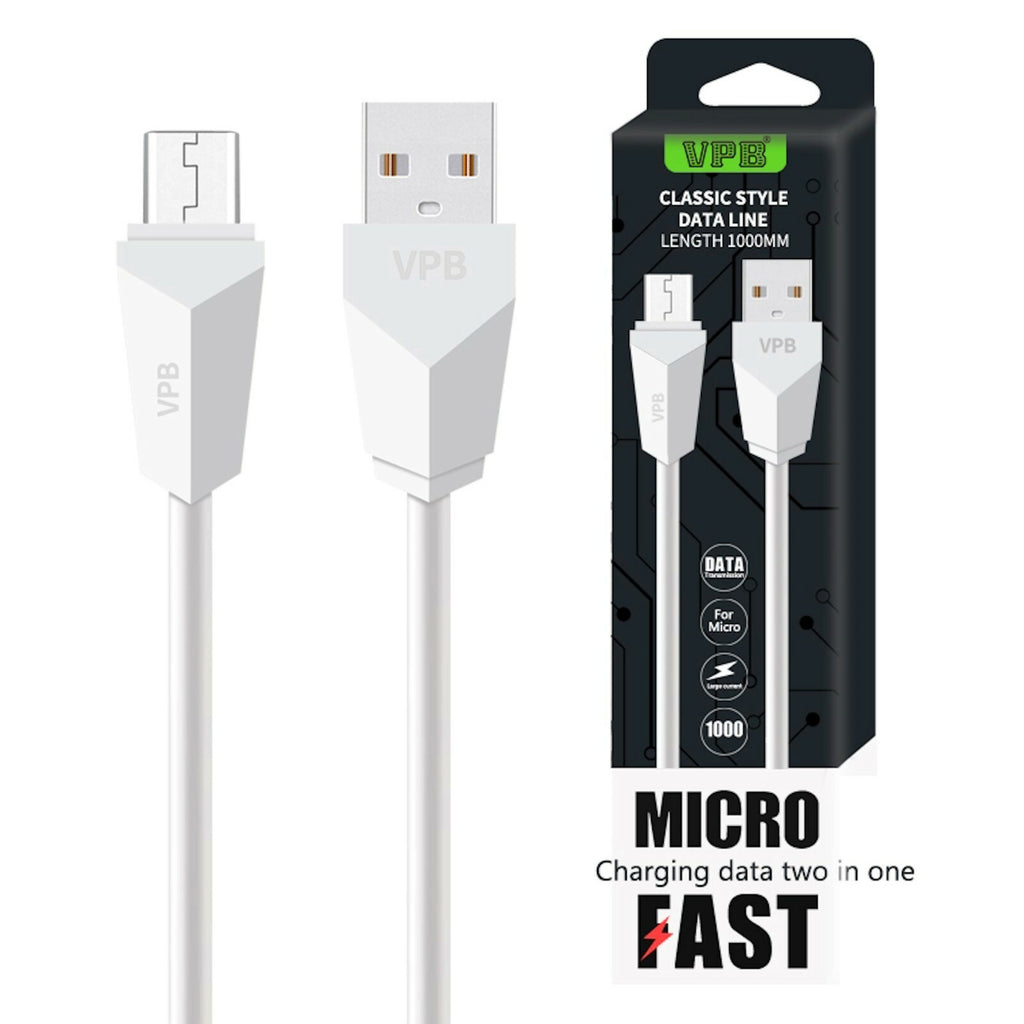 1m Micro USB Schnellladekabel Schnell Ladekabel Sync Datenkabel weiss - 3KShop.de