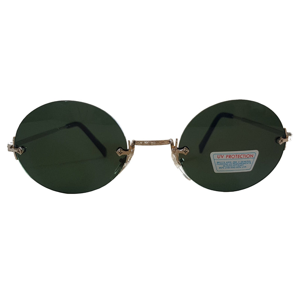 Runde silber-grüne Steampunk-Sonnenbrille verspiegelt