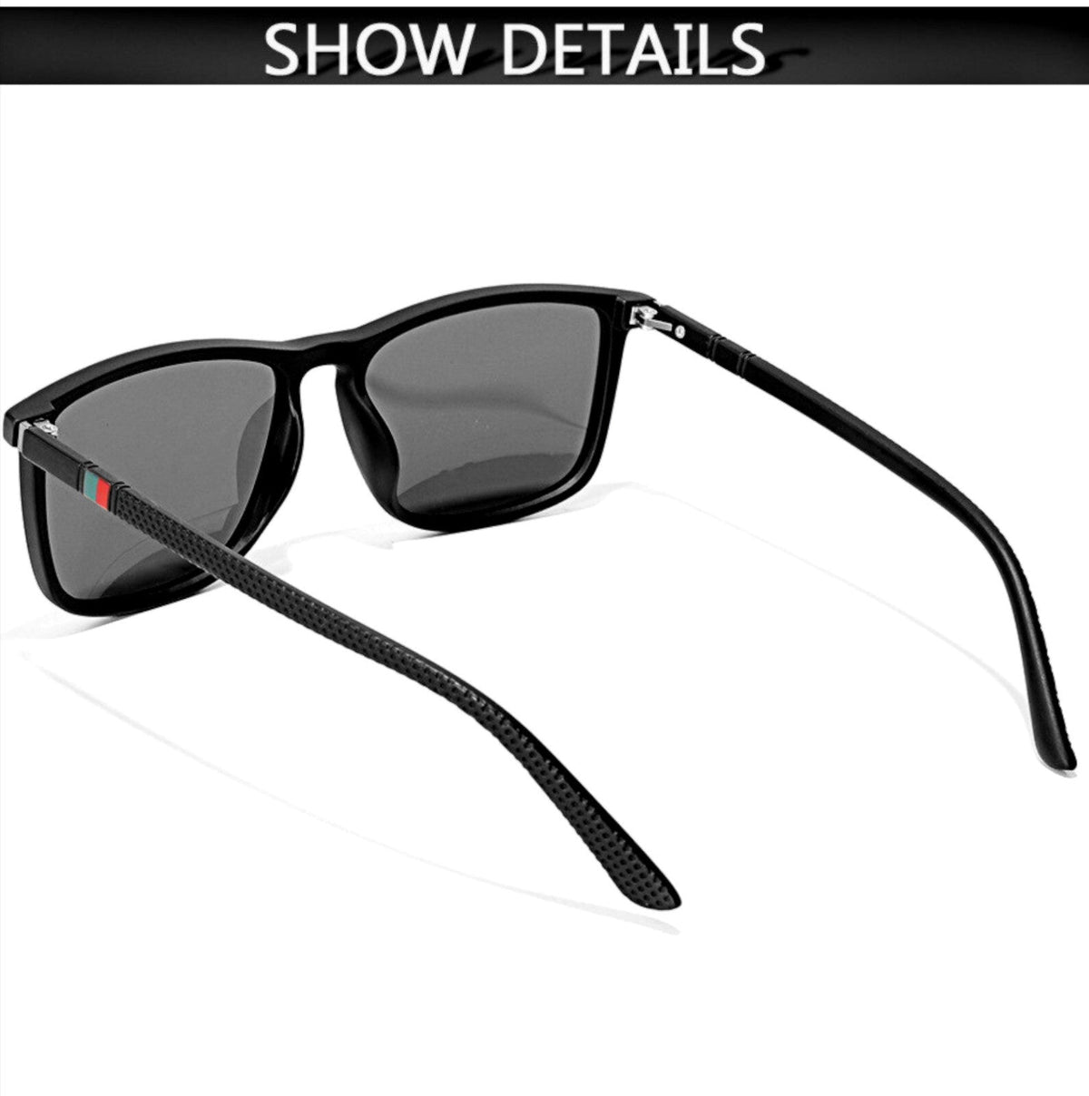 Schwarze Sonnenbrille mit dunklen Gläsern