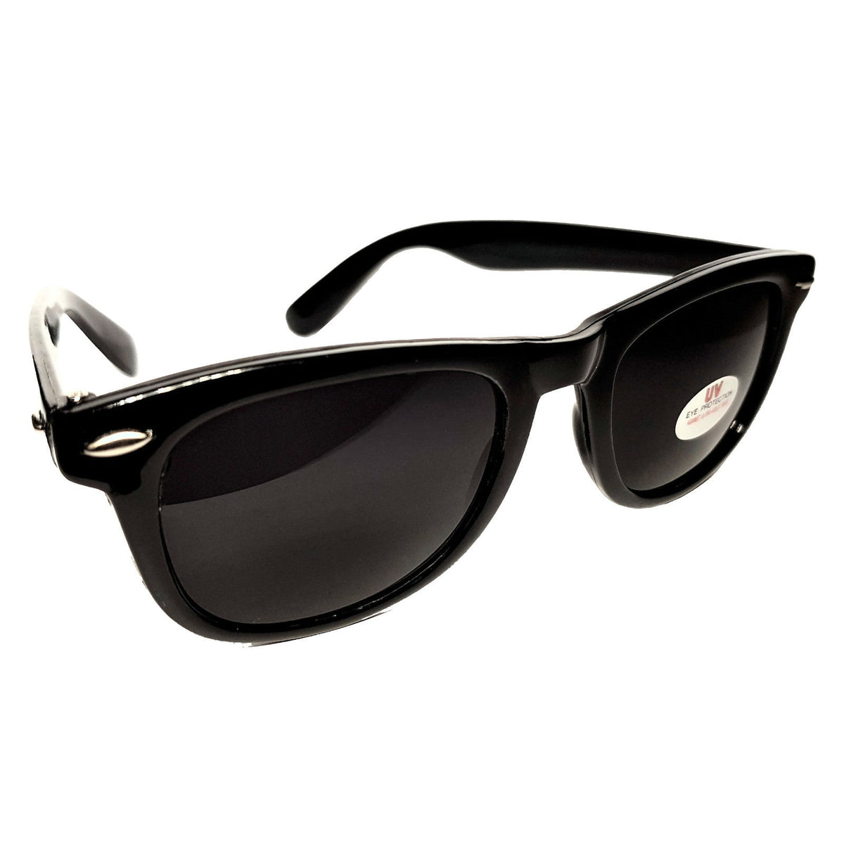 Schwarze Wayfarer-Sonnenbrille mit extra dunklen Gläsern