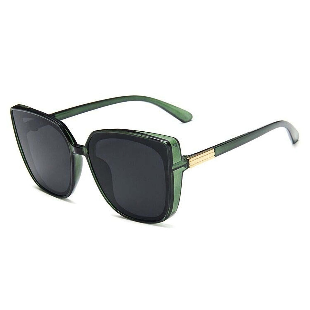 Oversized Cat-Eye-Sonnenbrille in Schwarz-Grün