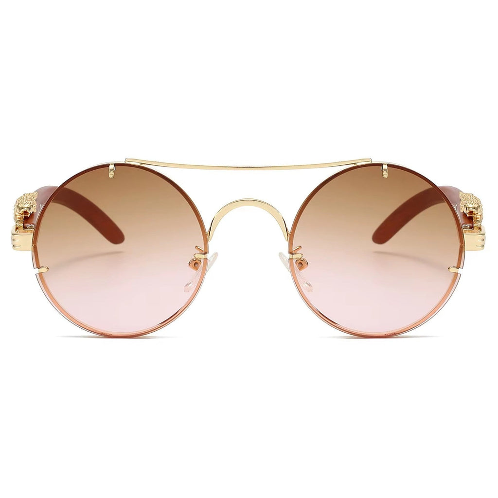 Goldene Vintage Designer-Sonnenbrille im Leoparden-Look