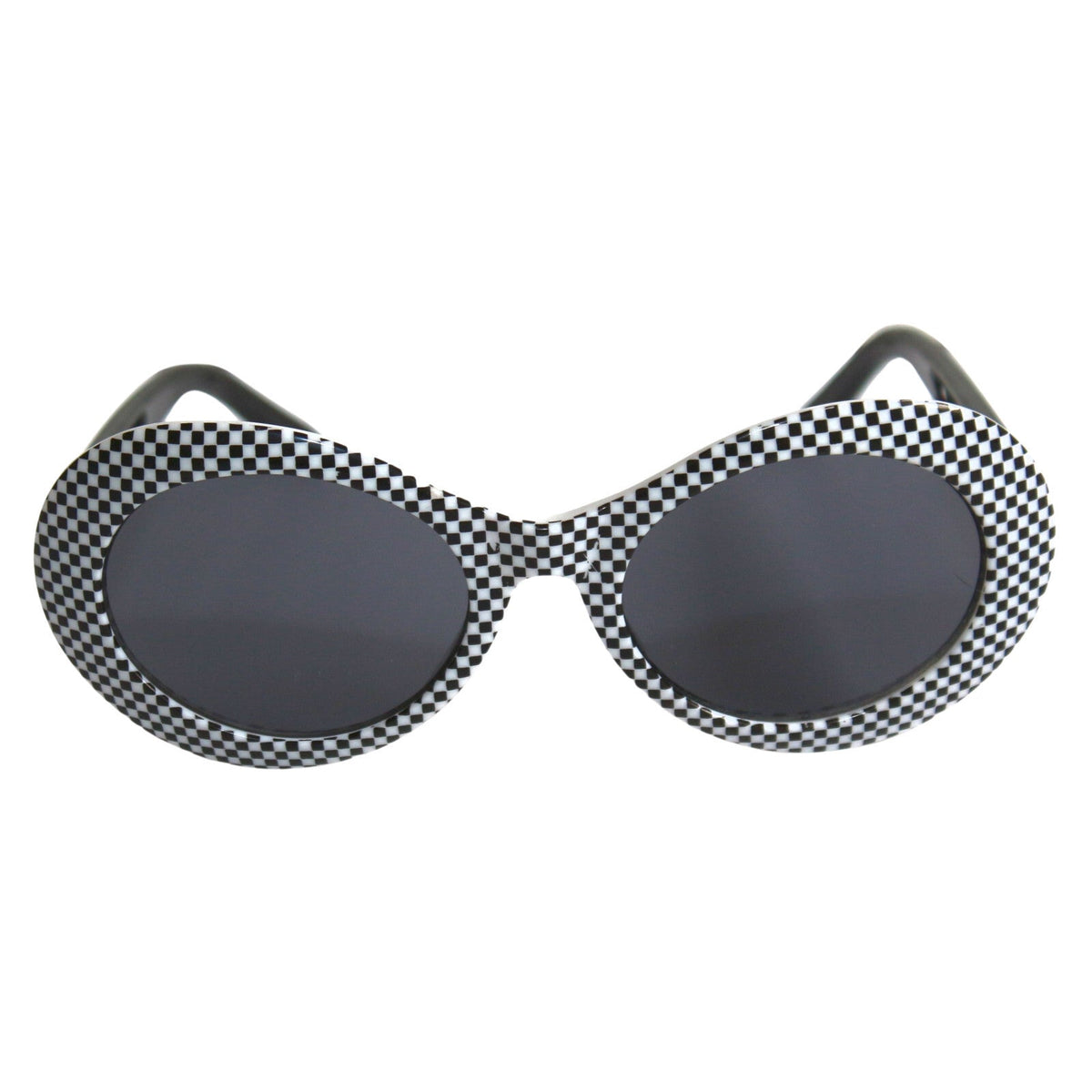 Schwarz-weiß karierte Cat-Eye-Partybrille