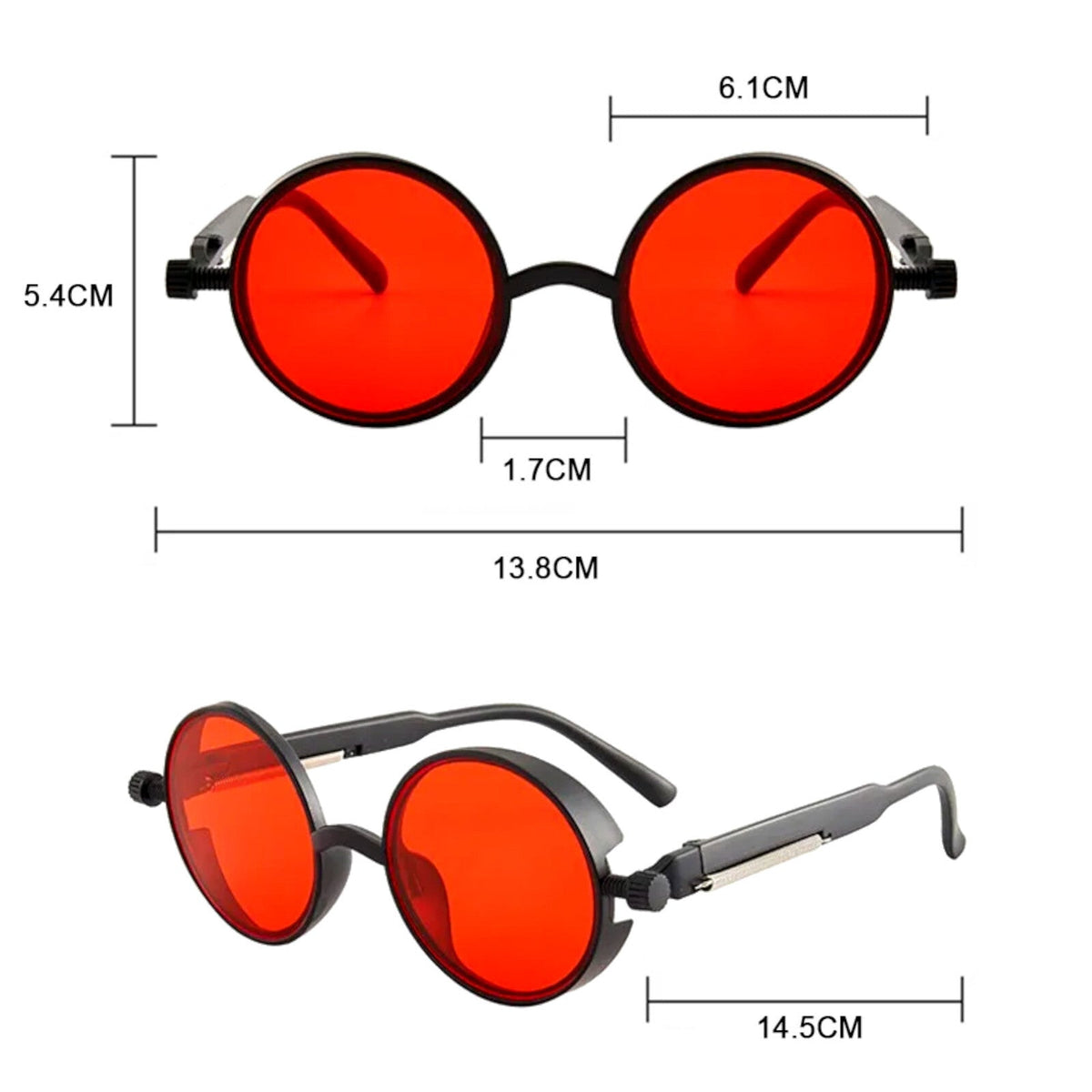 Runde schwarz-rote Steampunk-Sonnenbrille