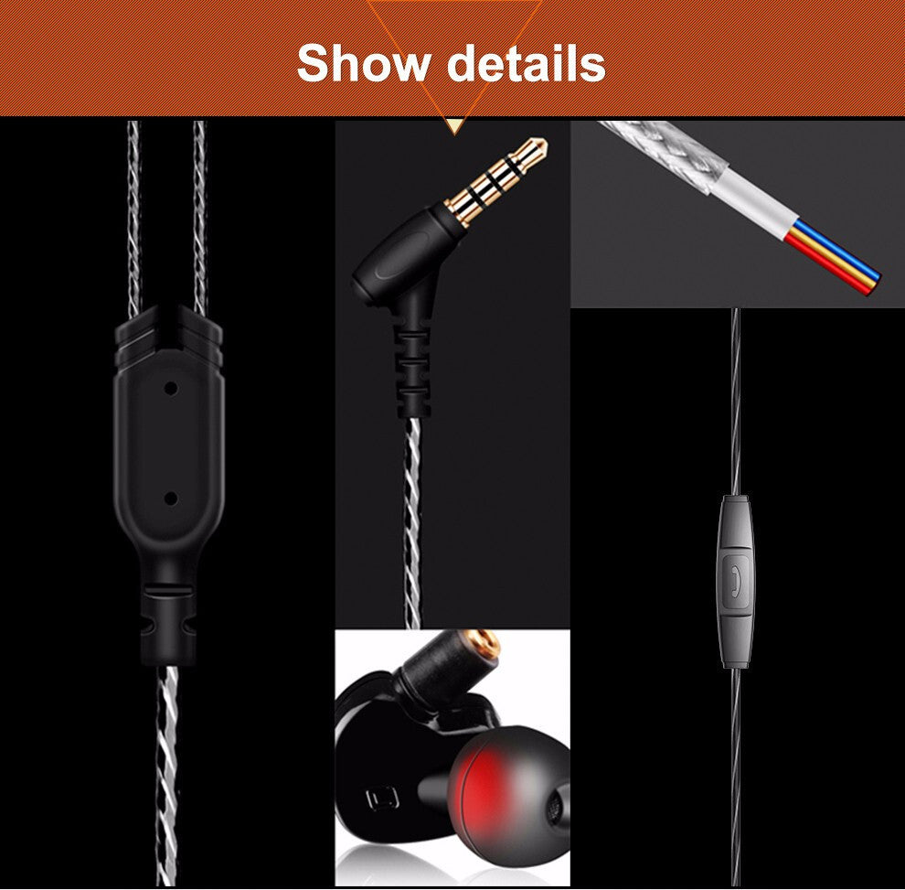 Super Bass High-End In Ear Kopfhörer QKZ W1 Rot Ohrhörer austauschbare Kabel - 3KShop.de