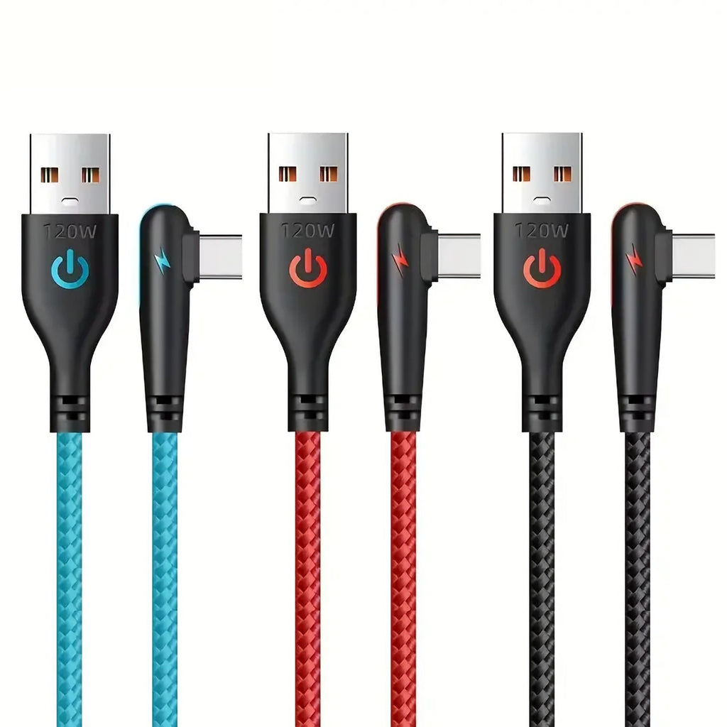 1m 2m Schnell Ladekabel USB Typ C Daten Handy Silikon Winkelstecker - 3KShop.de