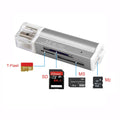Silberner USB-Kartenleser für MicroSD SDHC MMC M2