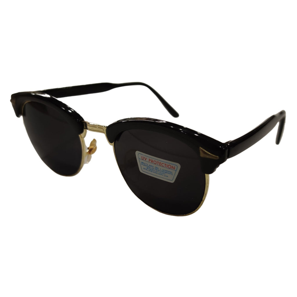 Schwarz-goldene Vintage Sonnenbrille mit Smoke-Gläsern