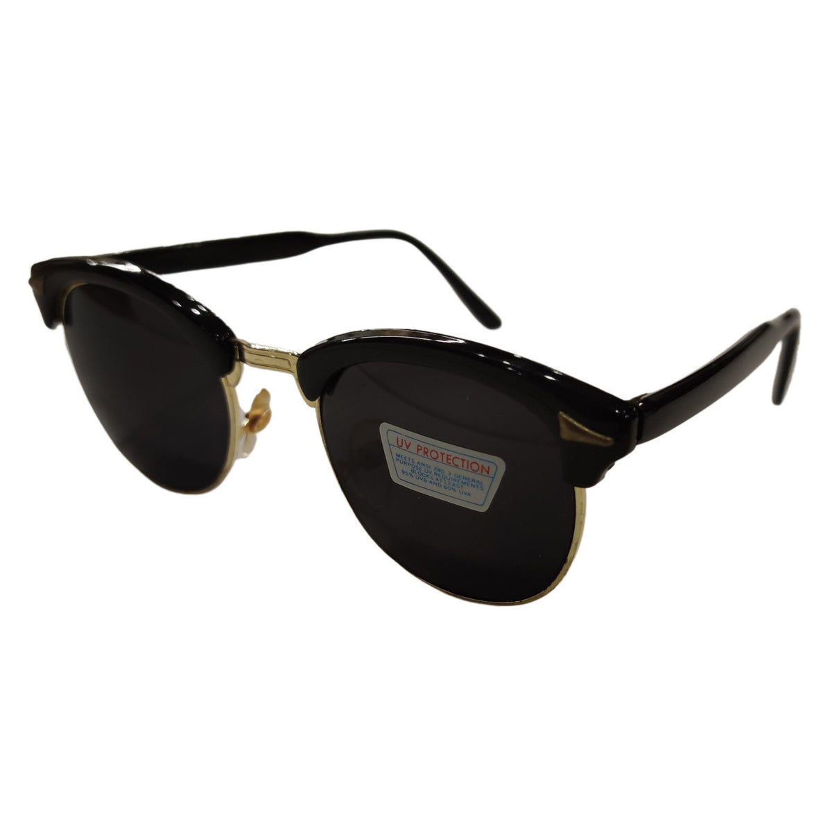 Schwarz-goldene Vintage Sonnenbrille mit Smoke-Gläsern