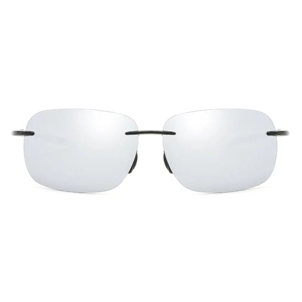 Rahmenlose Matrix-Sportbrille mit silber verspiegelten Gläsern