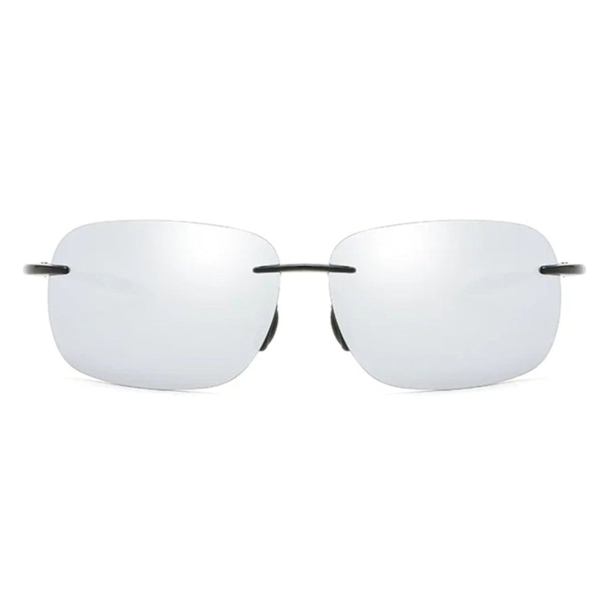 Rahmenlose Matrix-Sportbrille mit silber verspiegelten Gläsern